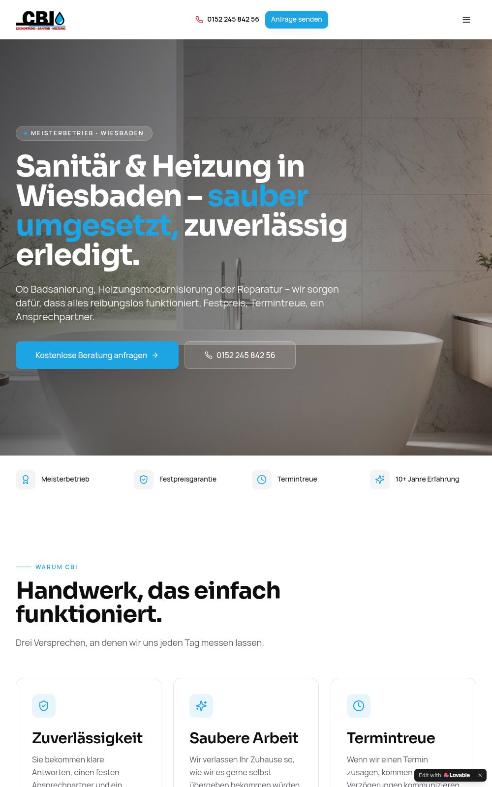 Webdesign-Referenz – CBI - Sanitär & Heizung, Corporate Website 
