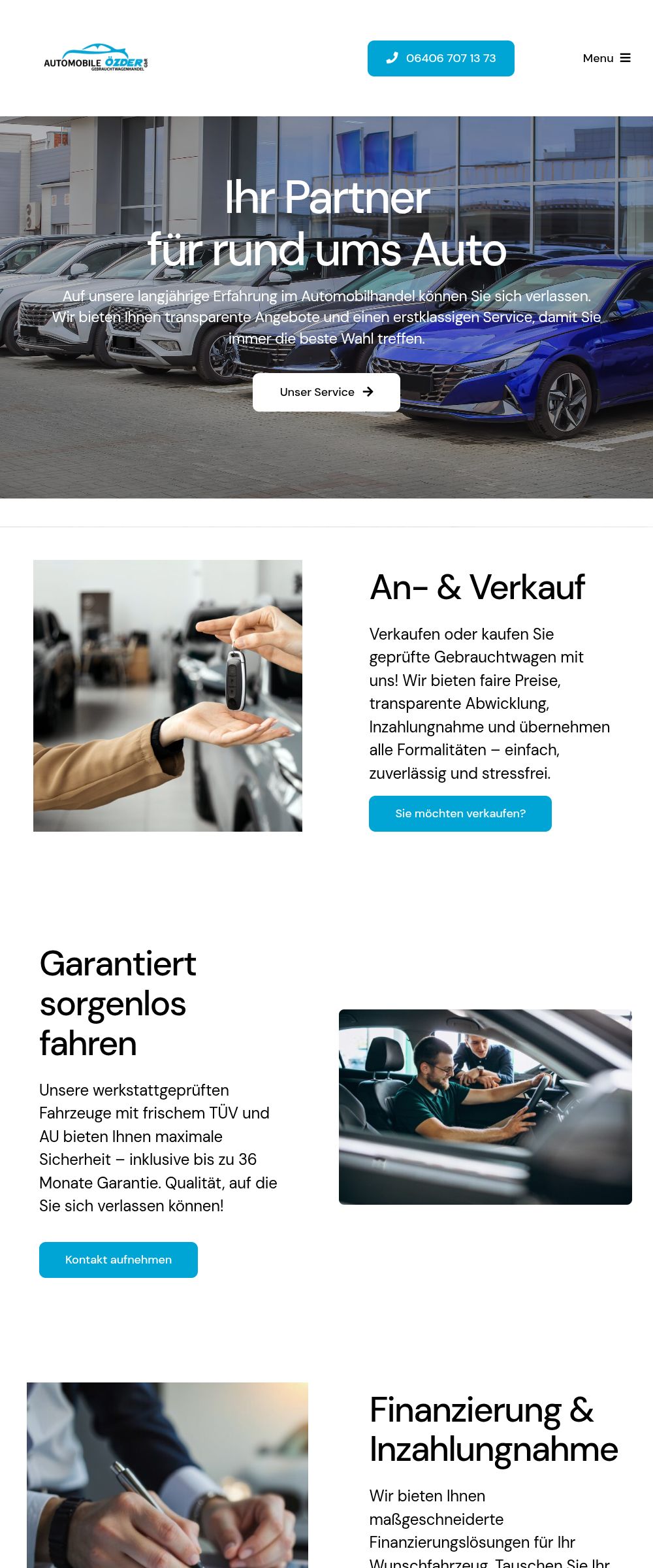 Webdesign-Referenz – Autohaus Özder, Landingpage