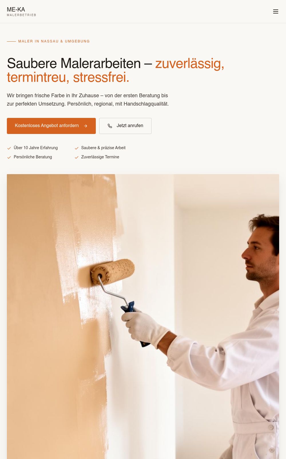 Webdesign-Referenz – ME-KA - Maler- & Estrich GmbH, Corporate Website