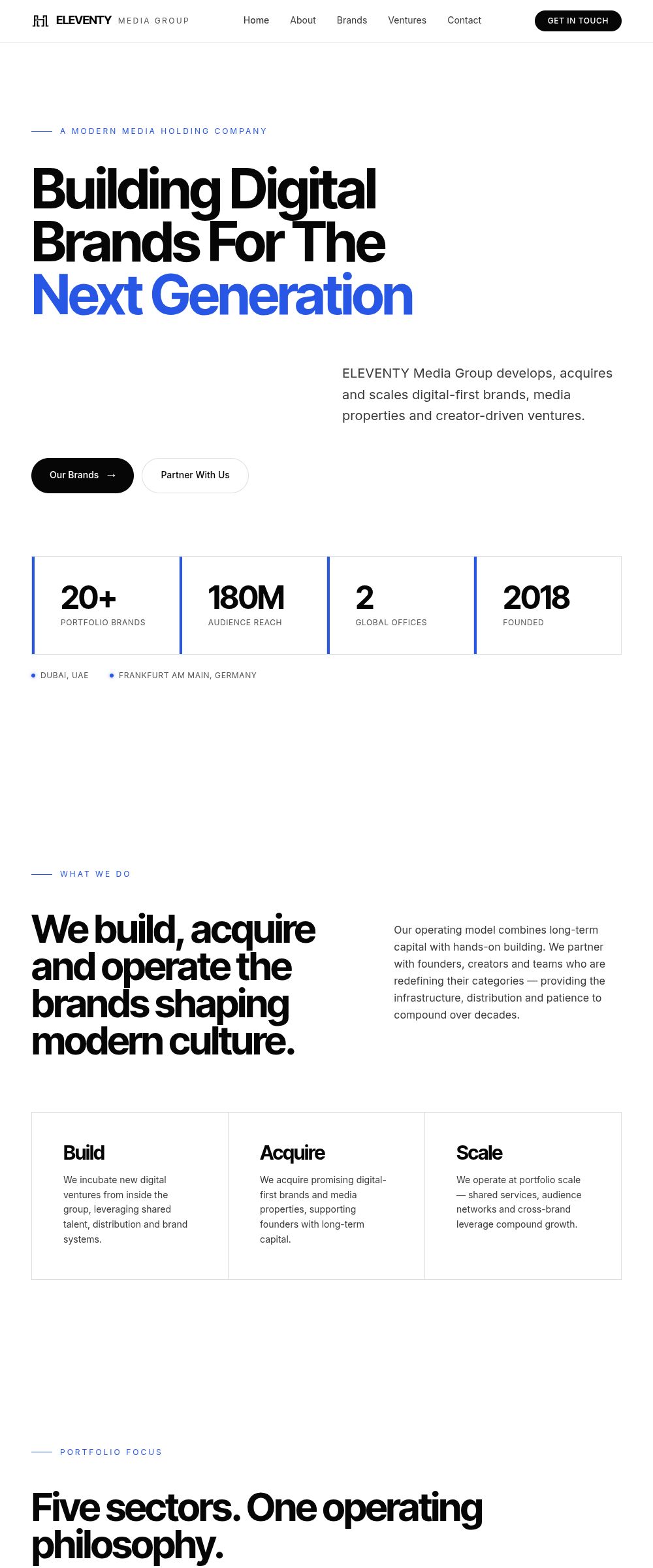 Webdesign-Referenz – Eleventy Media LLC, Corporate Website