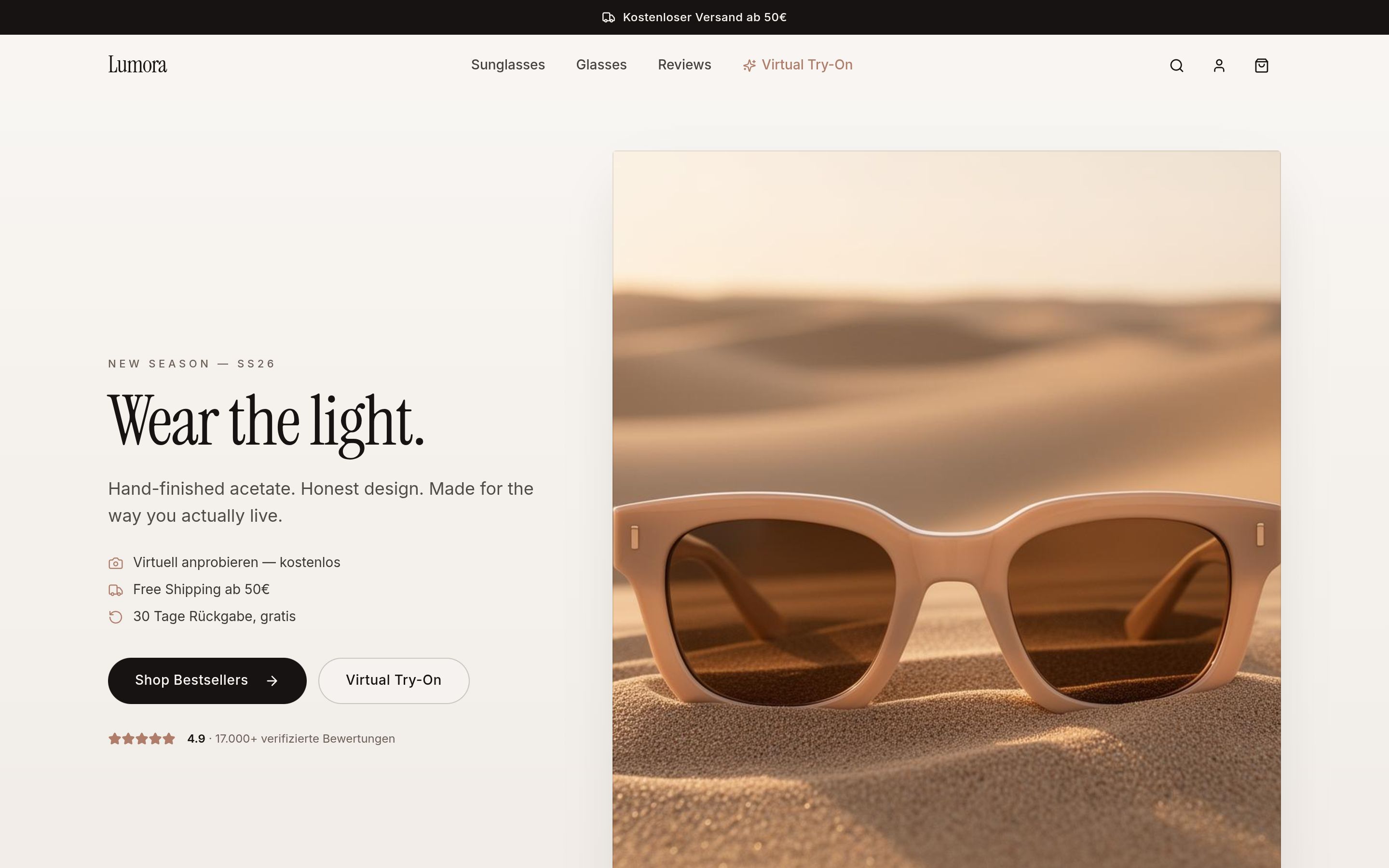 Webdesign-Referenz – LUMORA - Online Shop, E-Commerce