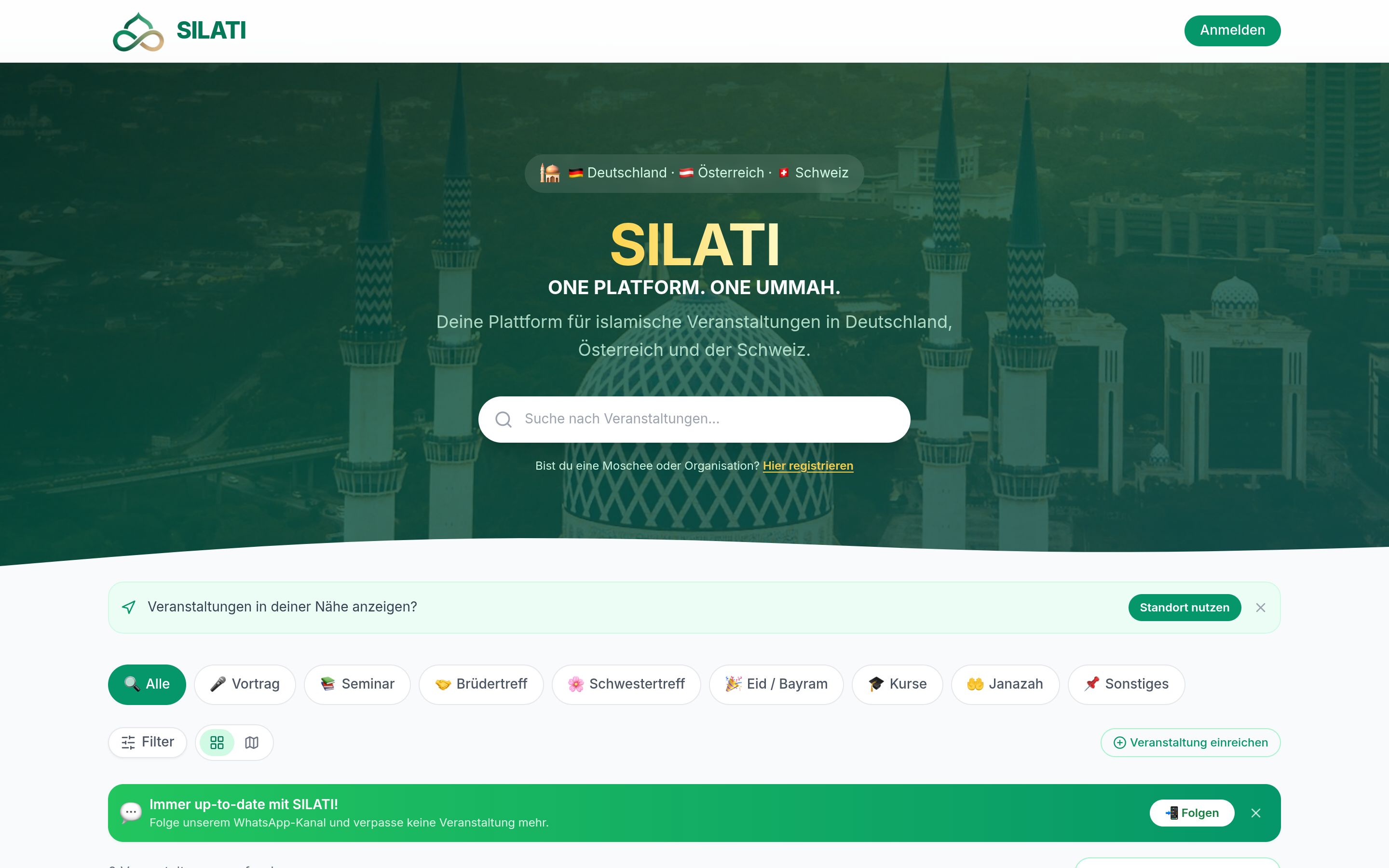 Webdesign-Referenz – Silati - Netzwerk Event Plattform, Online Plattform